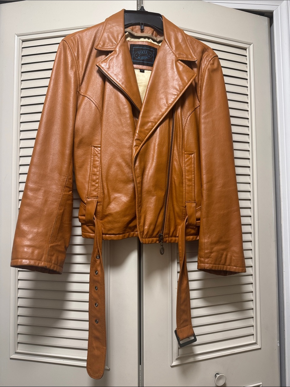 Steve Madden Cognac Leather Moto Jacket